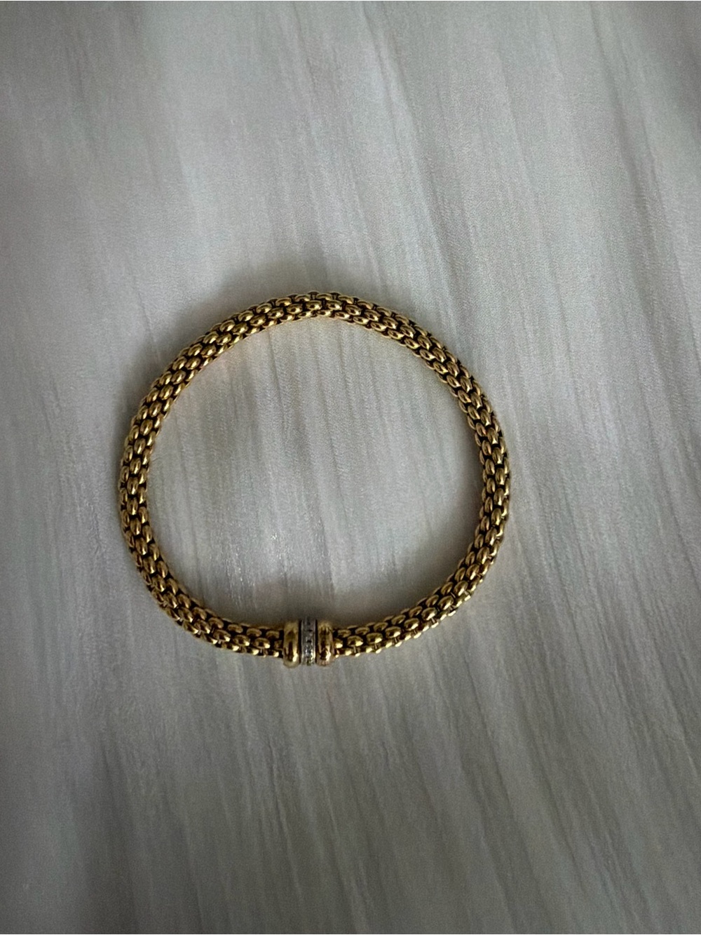 18k Fope Gold Braided Chain Bracelet with diamonds